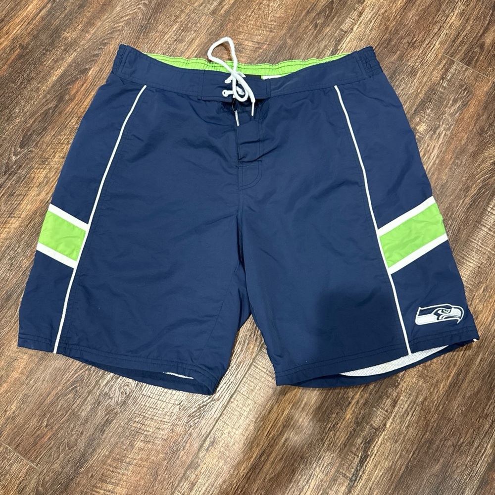 Seattle Seahawks Navy Blue Swim Shorts